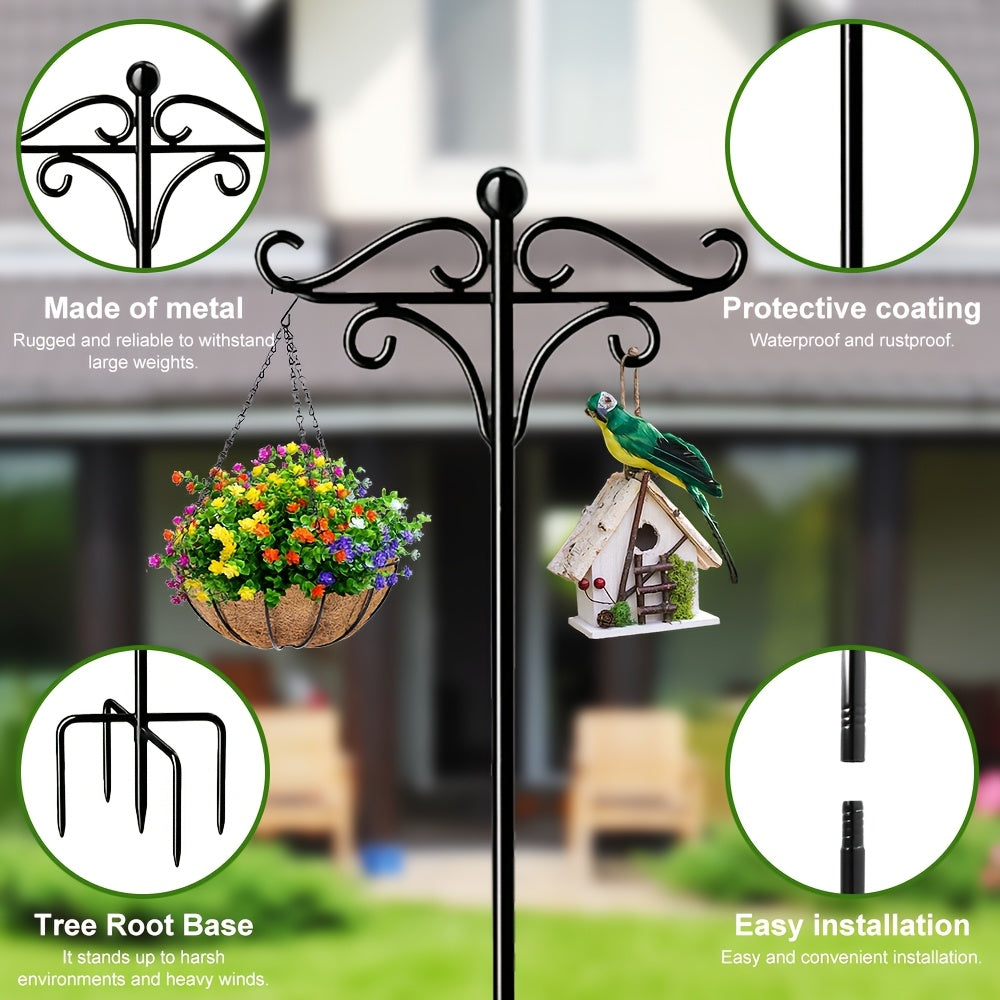 Adjustable Garden Shepherd Hooks RX-MYGF16 with Listed Five-Prong Bases, Two- or Four-Pack Labels for Hanging Bird Feeders, Plant Baskets and Decorative Lanterns