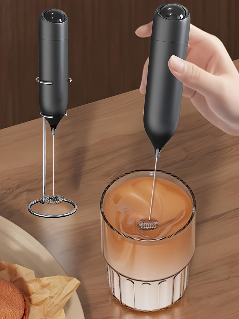 Handheld Milk Frother by CLITON, Battery-Powered 304 Stainless Steel Whisk for Coffee and Tea in Black, White or Green with Single or ABS Stand Options