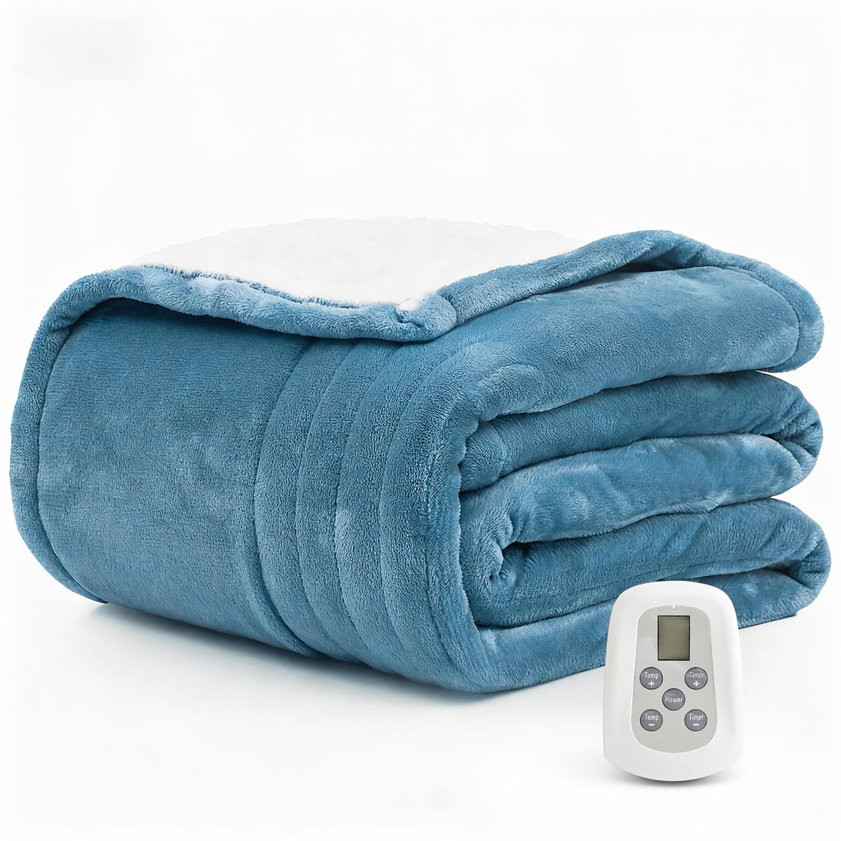 Button-Control Heated Blanket with Double-Sided Flannel, Listed 4 Heat Levels and 4-Hour Auto-Off, Electric Throw and Larger Size Options for Indoor Comfort