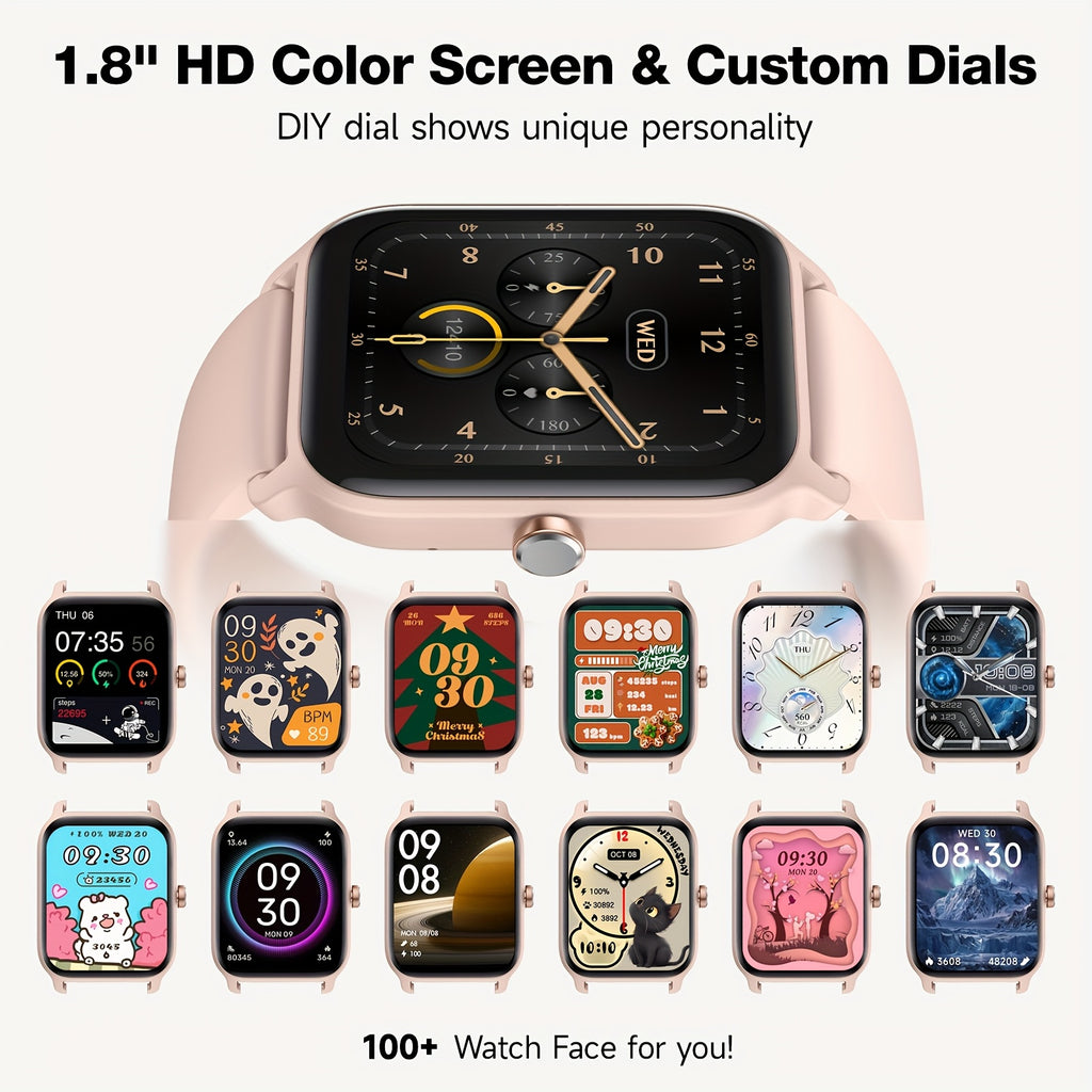 Alexa Smart Watch for Women & Men, 1.8-inch HD Touchscreen Smartwatch with Wireless Calling, 100+ Sports Modes, Fitness & Sleep Tracker, for iPhone Android, Mother's Day Gift