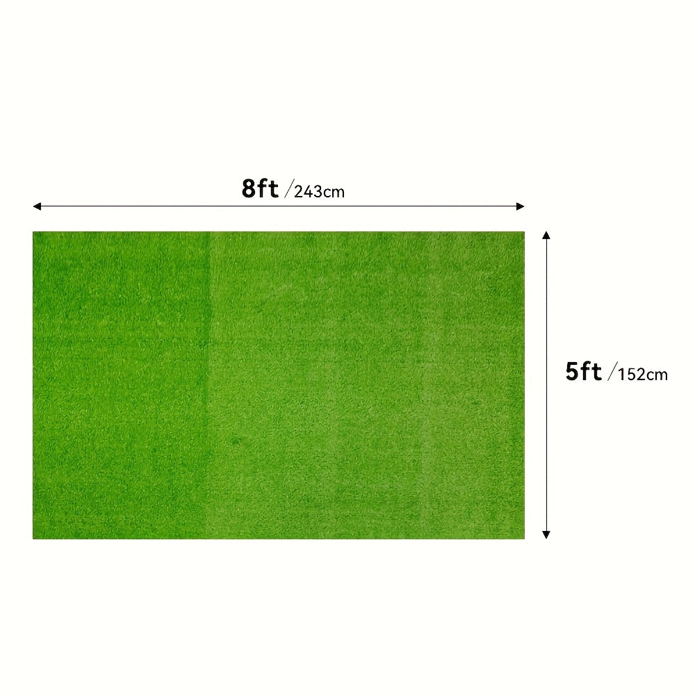 Artificial Grass Rug in Green, 5ft x 8ft or 4ft x 10ft Turf Mat Options for Decorative Garden Areas, Backyard Landscaping and Outdoor Party Displays