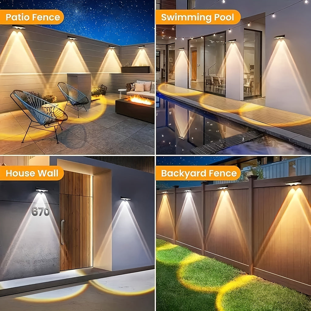 Solar Fence Accent Lights with Nine Lighting Modes, Listed 12-Light Set and Colorful Mode-24LEDs Option for Outdoor Walls, Railings, Patios and Deck Decor