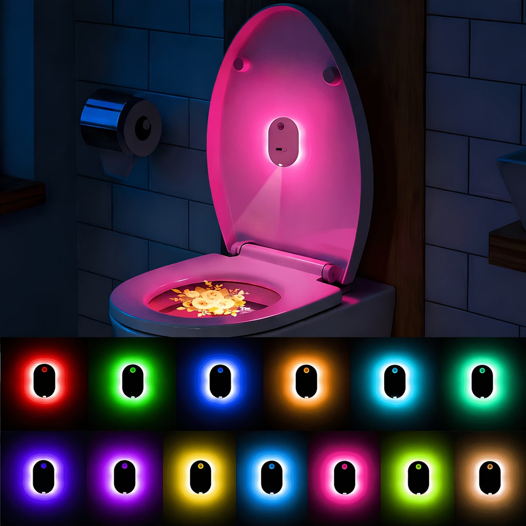 Motion Sensor Toilet Night Light, Rechargeable Toilet Bowl Lighting with Listed 13 Color Changes and Four Projection Patterns in Two- or Four-Pack Options