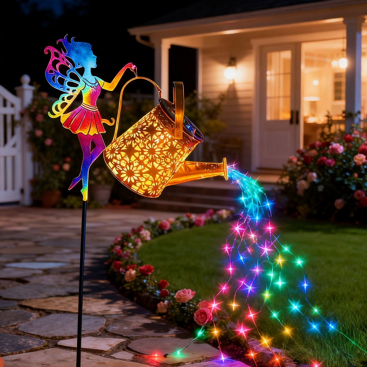 Solar Watering Can Garden Light, Metal Hanging Lamp with Fairy-Light Decoration for Patio, Lawn and Courtyard Displays, Warm Lamp or Lanterns Options