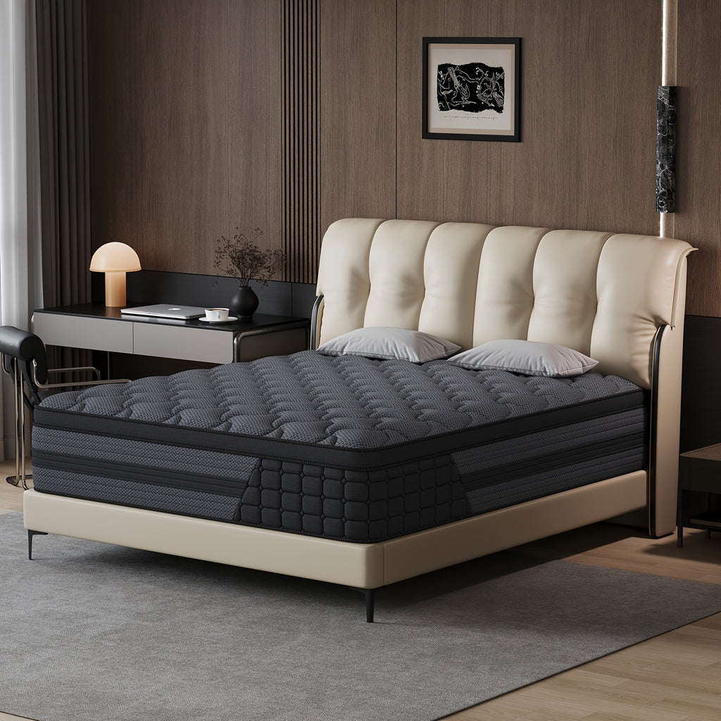 Gel Memory Foam Pocket Spring Mattress, Medium Firm Hybrid Bed in a Box with 8, 10, 12 or 14 Inch Models and Twin, Full, Queen or King Sizes