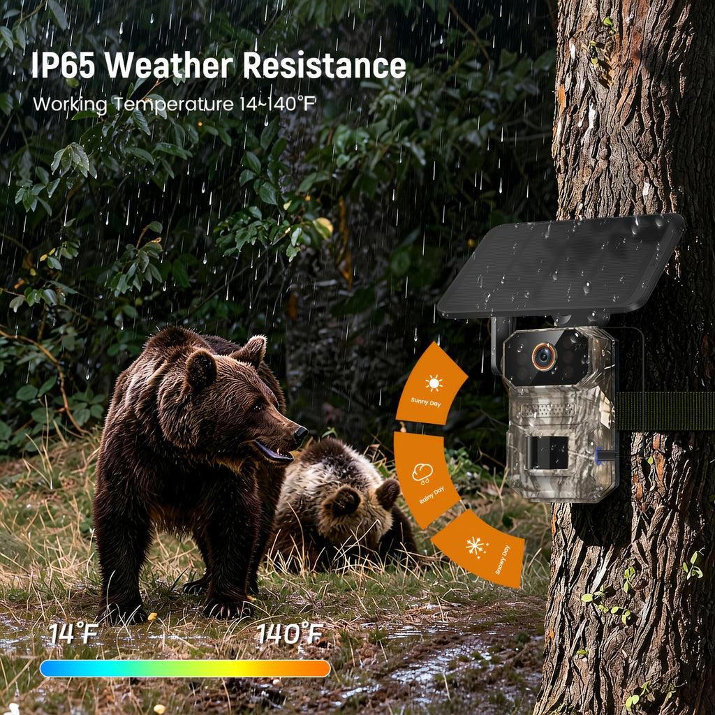 Solar Wildlife Monitoring Camera, Cellular Trail Camera with Listed 1920P Video, PIR Motion Sensor, Infrared Night Vision, Two-Way Voice and Remote Access