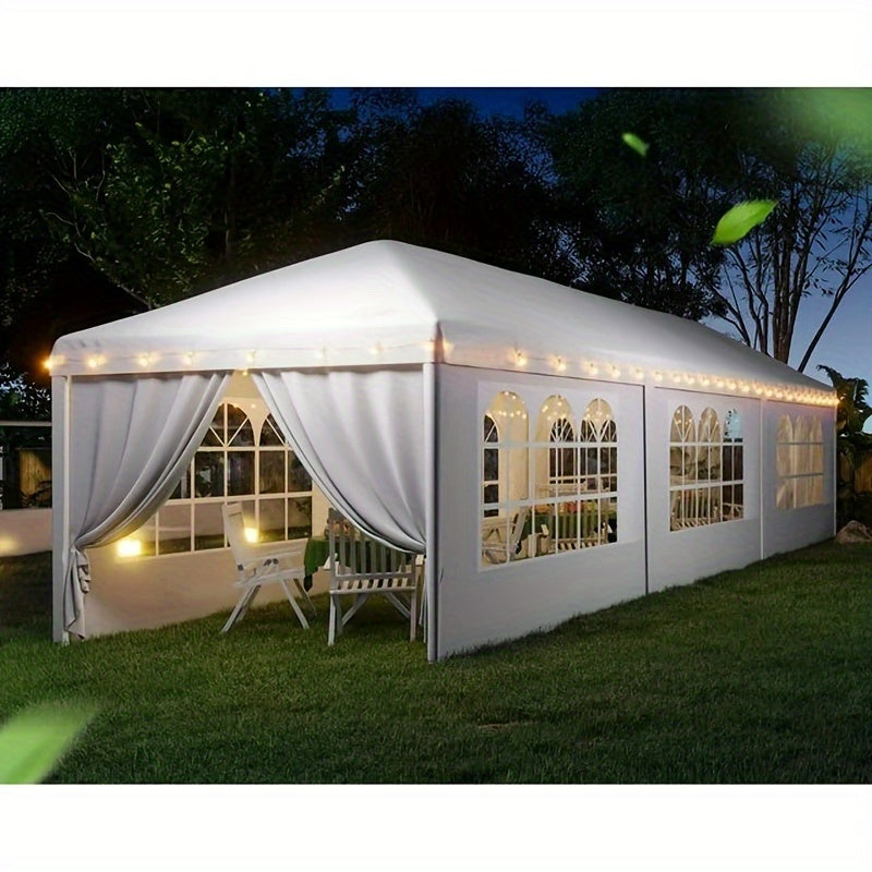 Wedding Event Canopy Tent 10 x 30 ft with Eight Removable Sidewalls, Temporary Outdoor Party Pavilion in White, Pink or Black for Backyard Gatherings