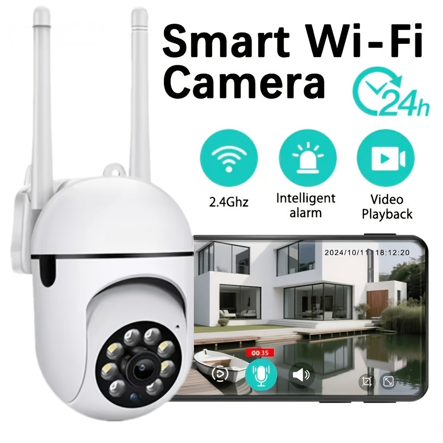 5MP WiFi Security Camera 4-Pack by PHANSATIM with USB Cables, 2.4GHz PTZ Motion Tracking, Color Night Vision, Spotlight, Siren and Two-Way Audio