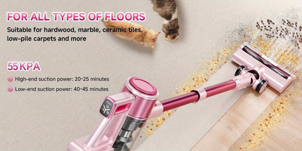 LED-Lit Convertible Stick Vacuum with Listed 55kPa Suction, Handheld Cleaning Format and Nine Color Labels for Compatible Floors, Carpets and Pet Hair Cleanup
