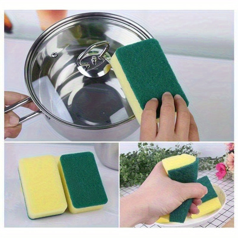 Square Kitchen Sponges in 15 or 30-Piece Packs with Listed Double-Layer Design for Compatible Dishes, Cookware and Everyday Household Surface Cleaning