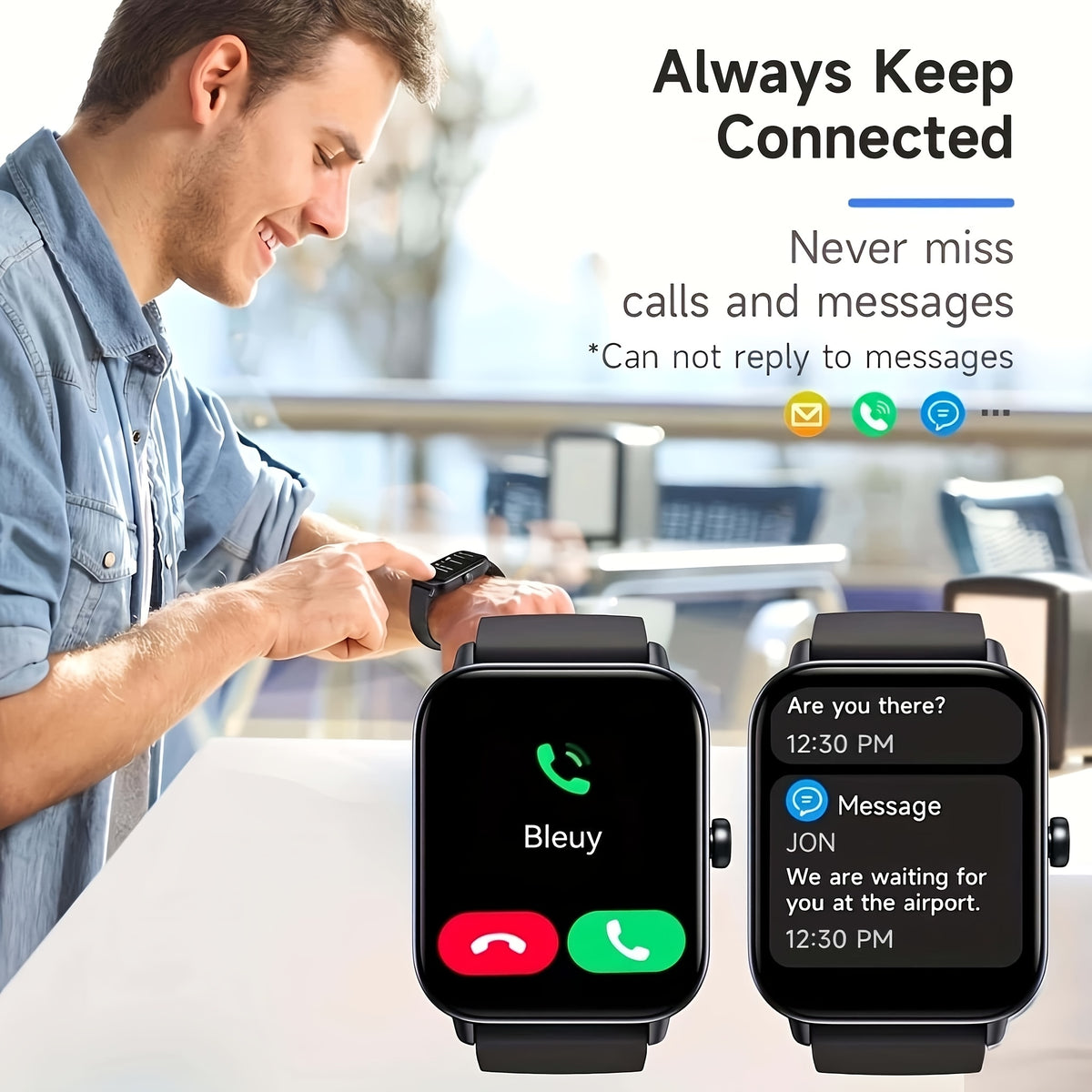 Activity Tracker Smartwatch with Alexa, 1.95-Inch Display, Call Answering, 100+ Sport Modes, Step Counter and Sleep Tracking for Android and iPhone