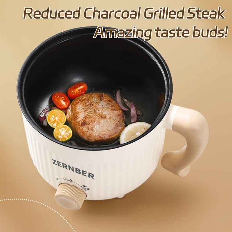 Triple-Power Electric Cooking Pot with Listed Nonstick Coating, ZERNBER 60.87oz A or B Model Labels for Compatible Hot Pot, Soup, Ramen and Kitchen Meal Preparation