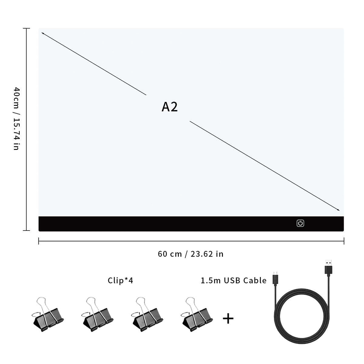 Touch Control A2 LED Tracing Light Box with Three-Level Brightness Adjustment, USB-Powered Thin Light Pad in Black or Blue for Diamond Painting, Sketching and Paper Crafts
