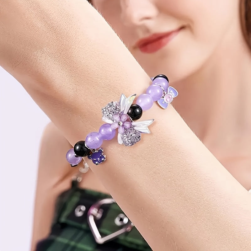 Rhinestone Bow Beads with Colorful Transparent Cut-Design Styling, Listed 10-Piece Craft Set for Personalized Jewelry, Beaded Pens, Keychains and Handmade Gift Projects