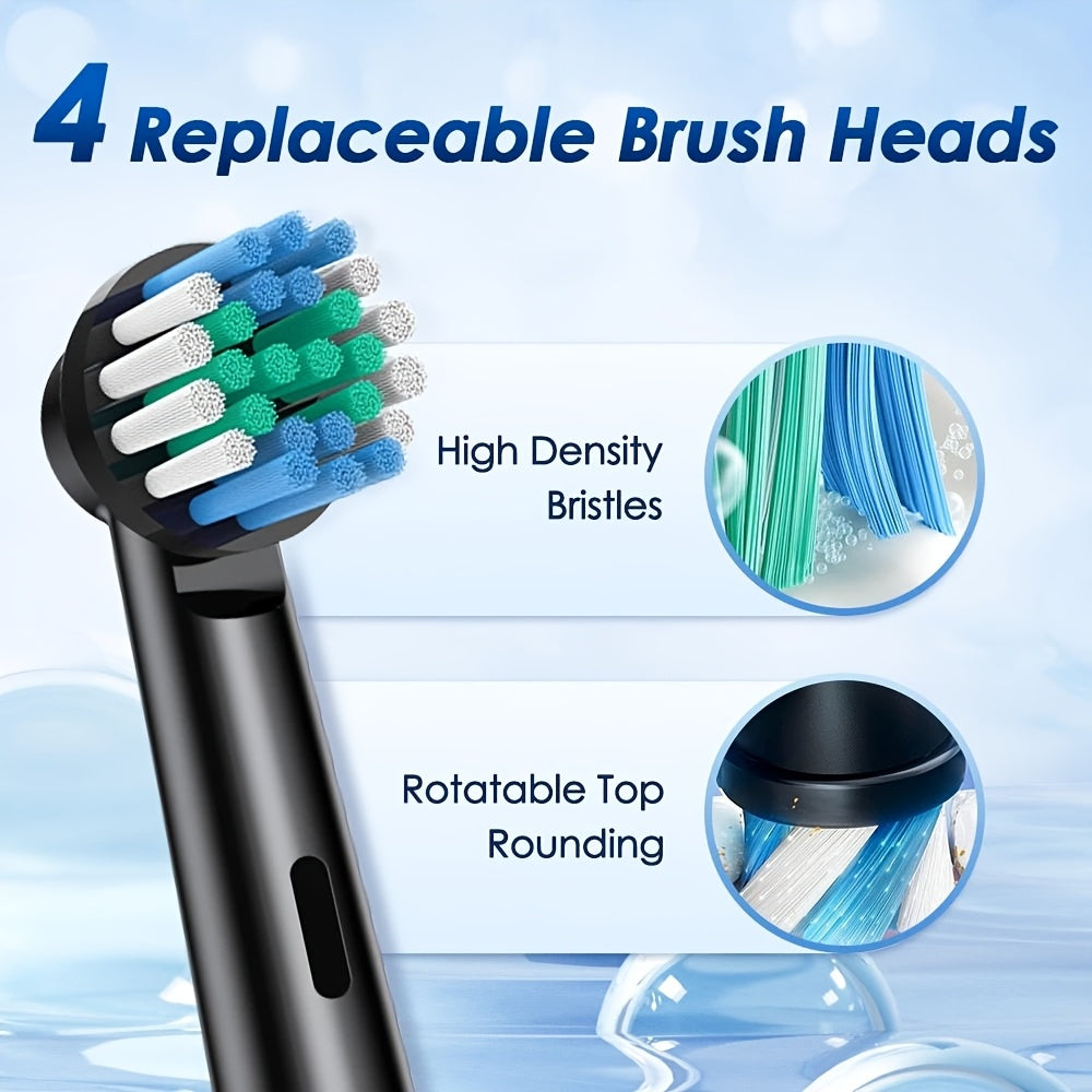 3D Sonic Electric Toothbrush for Adults, Type-C Rechargeable Automatic Tooth Cleaner with 5 Cleaning Modes, Built-In 2-Minute Smart Timer and 4 or 8 Replacement Soft Brush Heads, Black, White and Pink