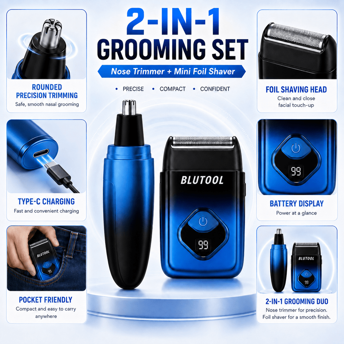 Cordless Hair Clipper and Trimming Kit for Men with LCD Display, Listed Zero-Gap Blades and Dual USB Charging, Black-2 or Golden-4PCS-2 Package Options