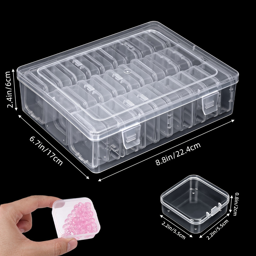 90-Slot Bead Storage Set by TOMNK, Three Clear Stackable Plastic Organizer Boxes with 30 Compartments Each for Jewelry-Making Supplies, DIY Crafts and Small Accessories