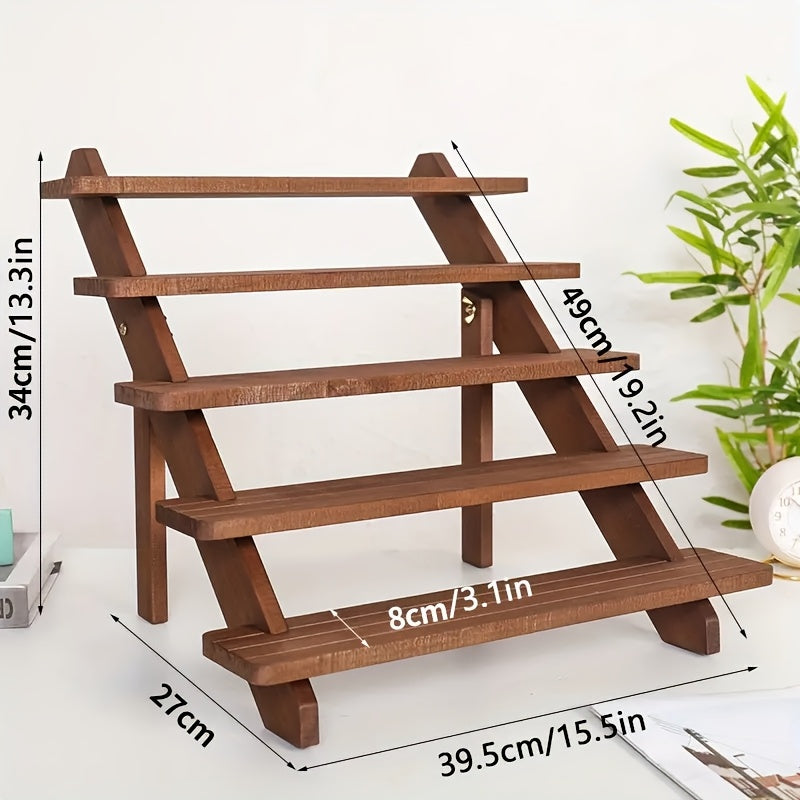 Wooden Display Stand with Vintage Styling, Three, Four or Five Tier Options for Jewelry, Packaged Desserts and Decorative Home or Retail Arrangements