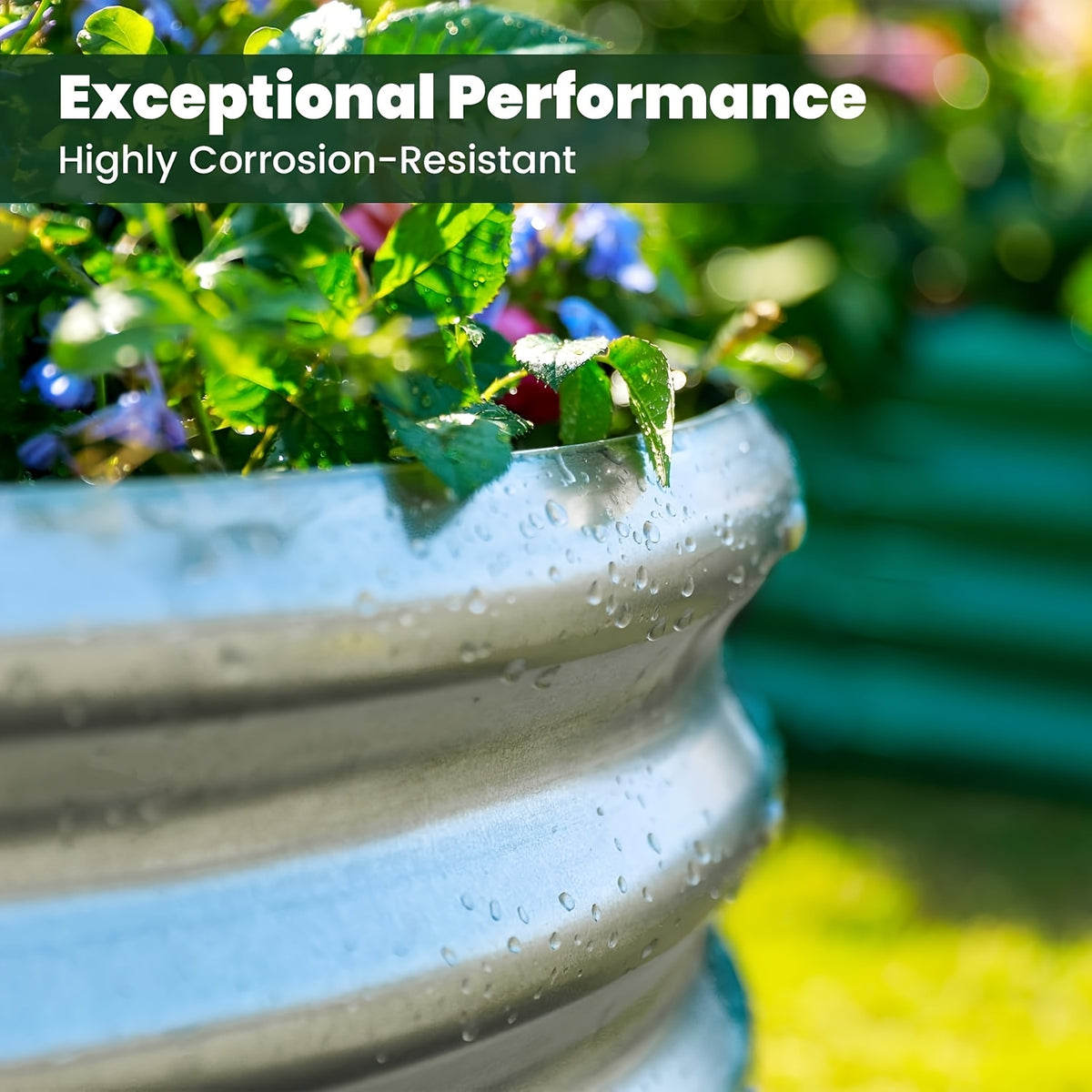 Oval Raised Garden Beds Two-Pack, Galvanized Metal Outdoor Vegetable Planters with 2x2x1, 4x2x1, 6x3x1 or 8x3x1 ft Size Options for Backyard Gardening