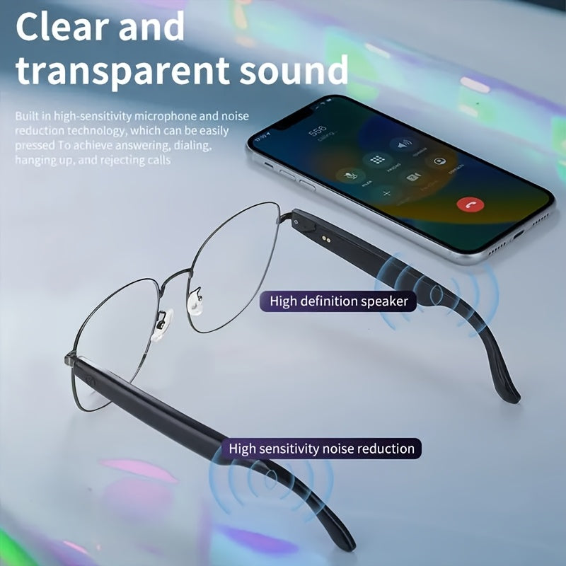Auto-Tint AI Translation Glasses with Listed 164-Language Support, Calling and Music Playback, Black Metal or UF05 Gold and Silver Lens Options