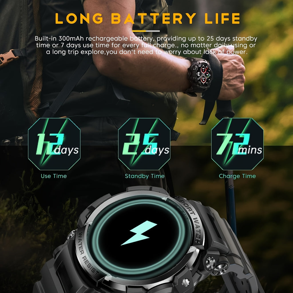 1.32-Inch TFT Smartwatch for Men with Calling, LED Flashlight, 100+ Sports Modes and Sleep Tracking, iPhone Android Compatibility in Eleven Color Options