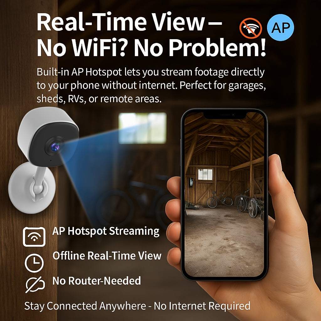 Magnetic Mount Indoor Security Camera 2K with Dual-Band WiFi, Night Vision, Two-Way Audio and AI Detection Alerts, USB-Powered Home Monitoring Camera