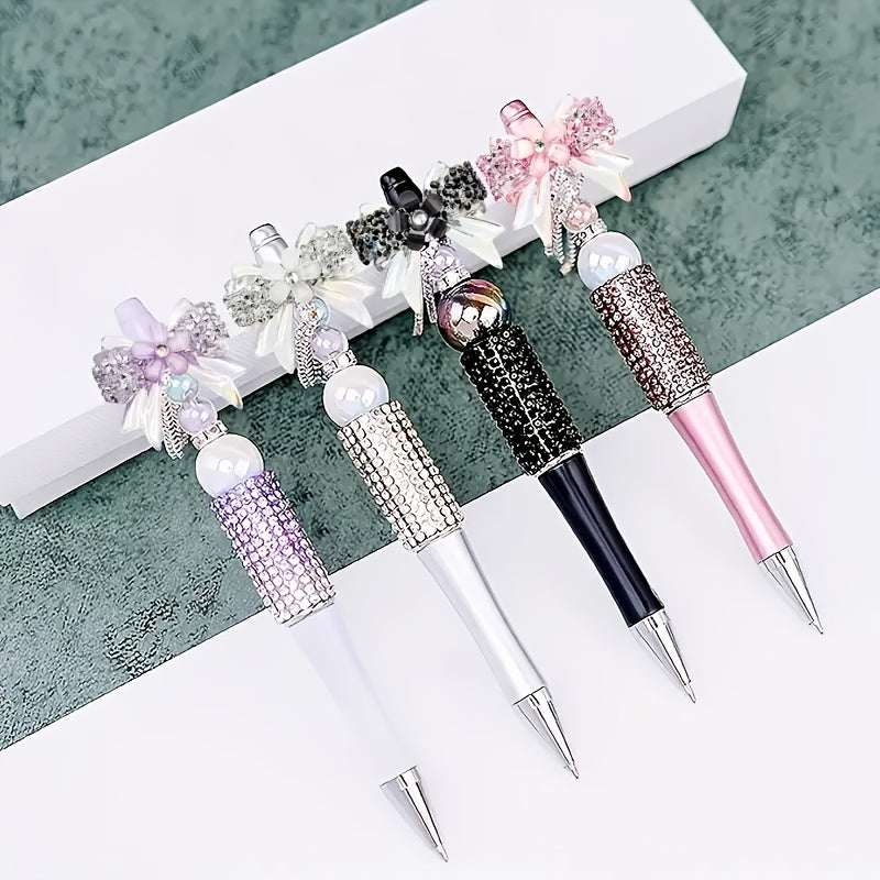 Rhinestone Bow Beads with Colorful Transparent Cut-Design Styling, Listed 10-Piece Craft Set for Personalized Jewelry, Beaded Pens, Keychains and Handmade Gift Projects