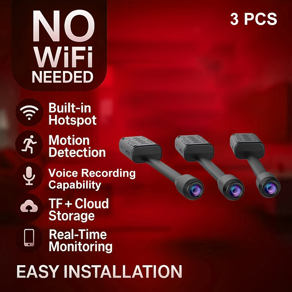 USB-Powered Security Camera Three-Pack LY06F with Listed 1080P Video, Motion Detection, Audio Recording and Local Hotspot Viewing for Home Monitoring