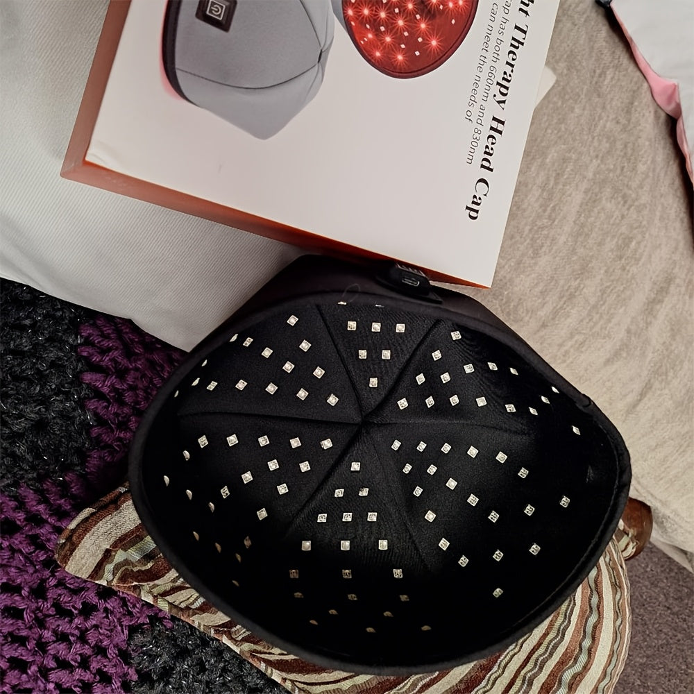 Red Light Therapy Cap with 120 LEDs, 660nm Red and 830nm Near-Infrared Light, Black or Gray Wearable Scalp Care Device for Adult Home Routines
