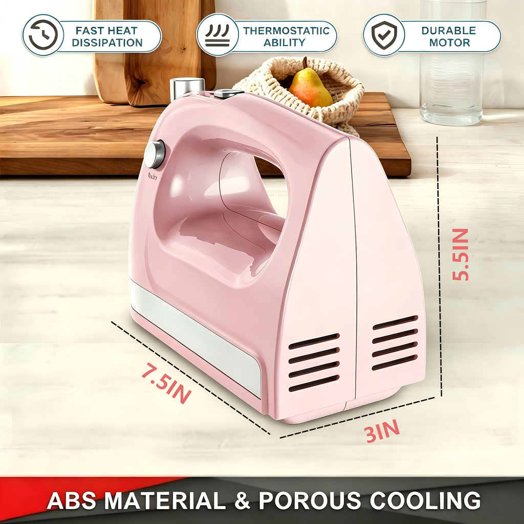 Electric Hand Mixer 5 Speed with Turbo Boost, 5 Stainless Steel Attachments, Handheld Mixer for Cake, Cookies & Bread Dough, with Storage Case Option, Kitchen Baking Gift, 5 Colors