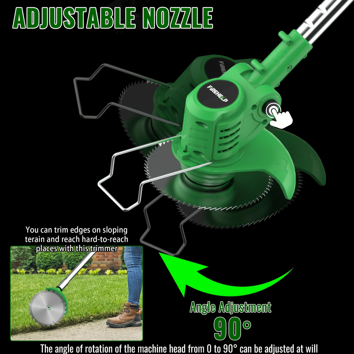 Foldable Cordless Lawn Trimmer with Listed Rotating Edging Function, Single-Battery Blade Option or Upgraded Two-Battery Blade and Wheel Kits for Small Yard Care