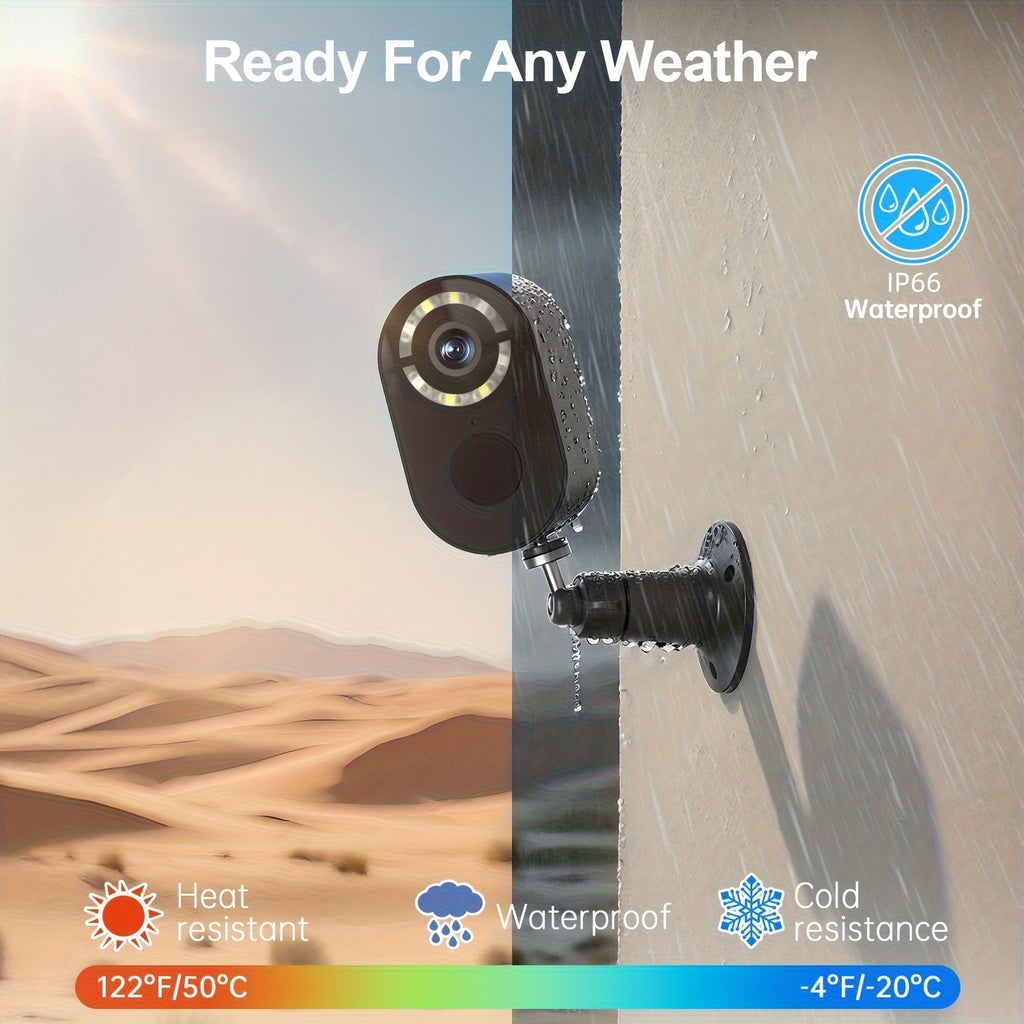 Solar WiFi Surveillance Camera with Listed 2K Imaging, Two-Way Voice and Color Night Vision, White or Black in One- or Two-Piece Home Monitoring Options