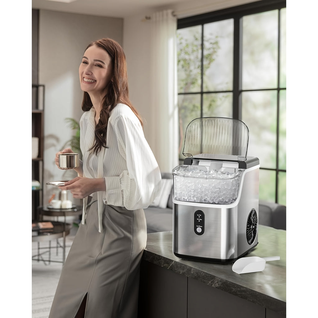 Nugget Ice Maker Countertop 35lbs/Day, Self-Cleaning Pebble Ice Machine with Chewable Ice, 26lbs/Day Bullet Ice Option, Ice Scoop and Basket for Home, Kitchen, Office, Bar and Party