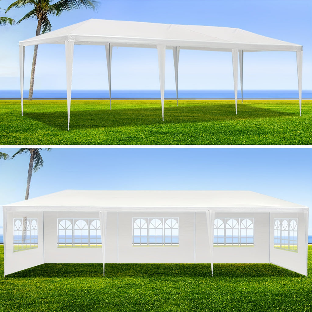 Wedding Event Canopy Tent 10 x 30 ft with Eight Removable Sidewalls, Temporary Outdoor Party Pavilion in White, Pink or Black for Backyard Gatherings