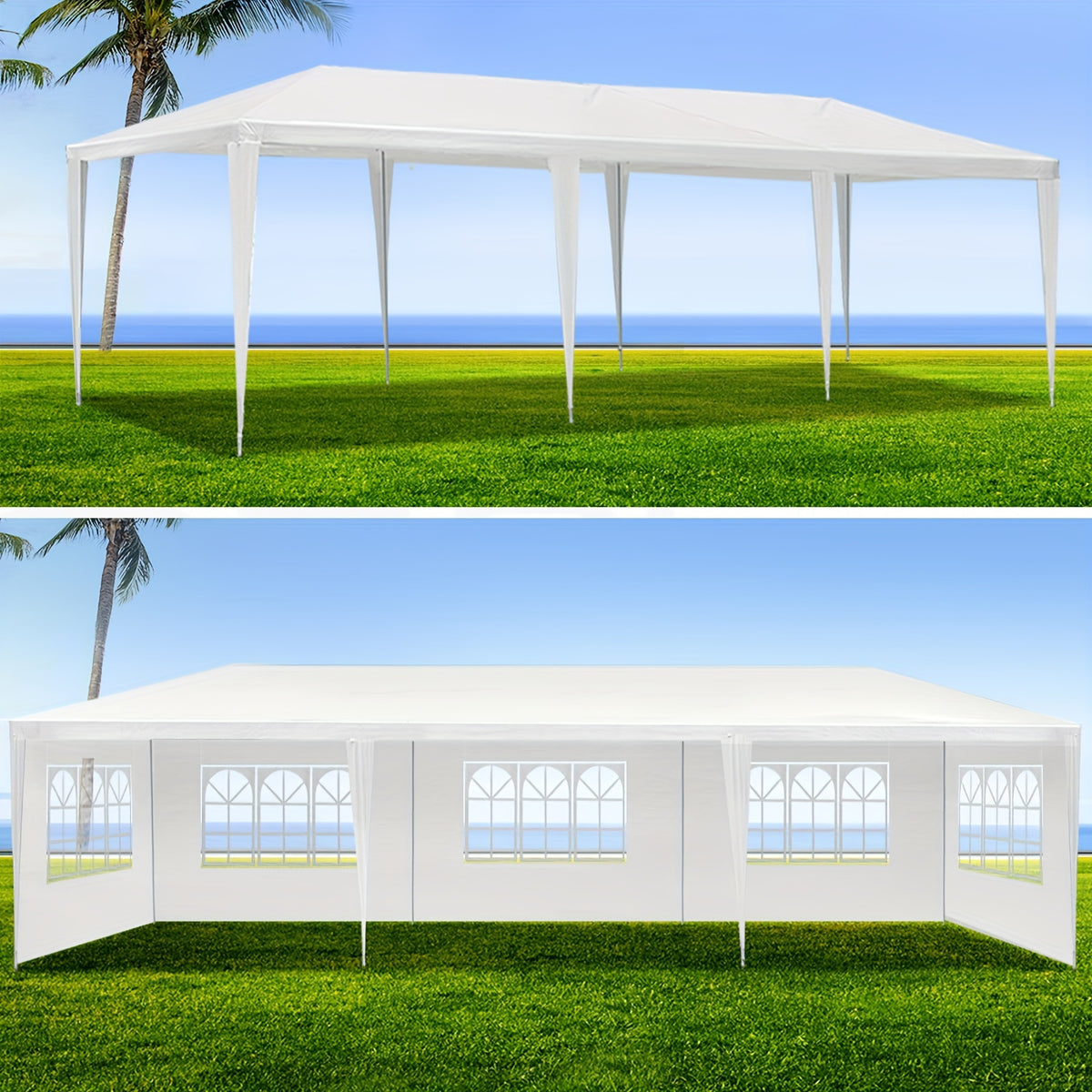 Wedding Event Canopy Tent 10 x 30 ft with Eight Removable Sidewalls, Temporary Outdoor Party Pavilion in White, Pink or Black for Backyard Gatherings