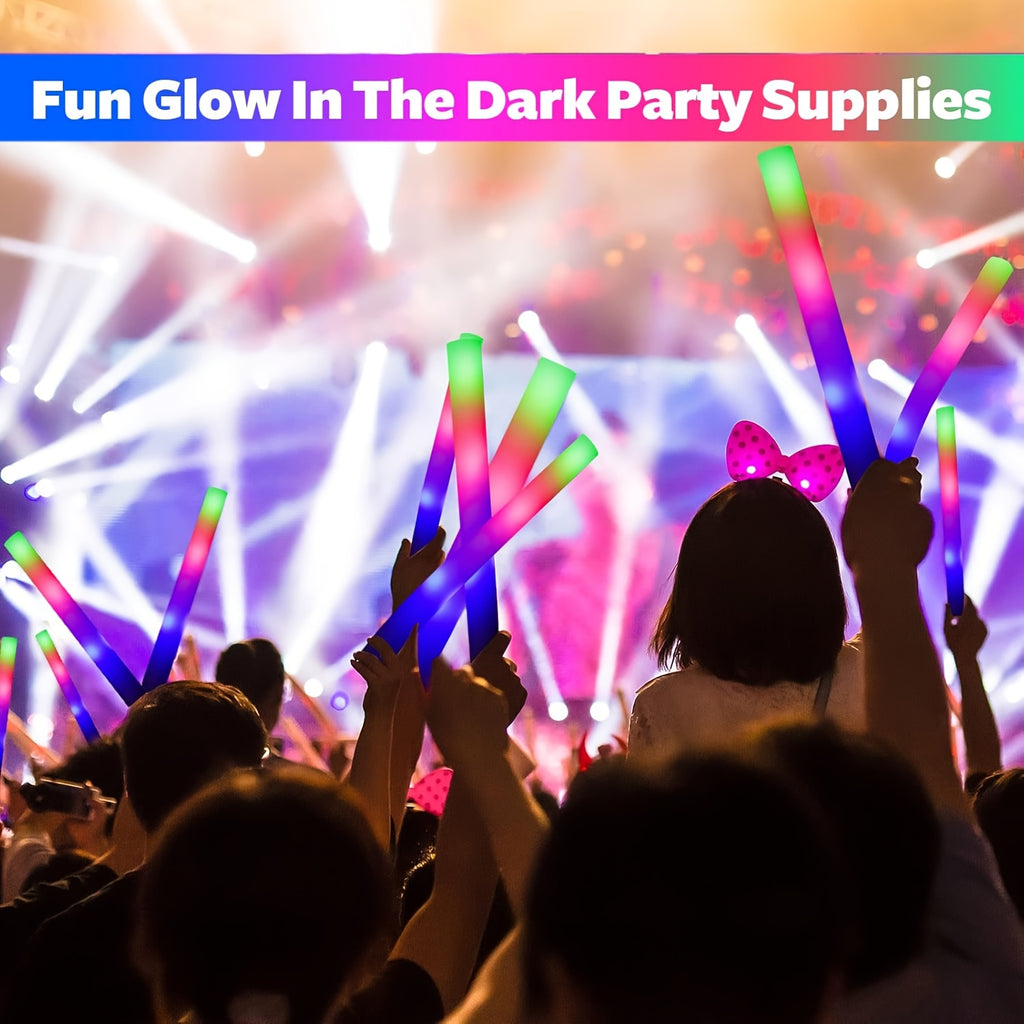 LED Foam Light Sticks with Quick, Slow and Alternating Flash Modes, Soft Party Favors in 30pcs or 96pcs+4pcs Options for Weddings, Concerts and Sports Events