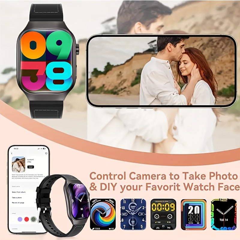 Curved OLED Calling Smartwatch with Listed 2.01-Inch Touchscreen, Voice Assistant, Mini Games and 100-Plus Sports Modes, Magnetic Charging and Four Color Choices