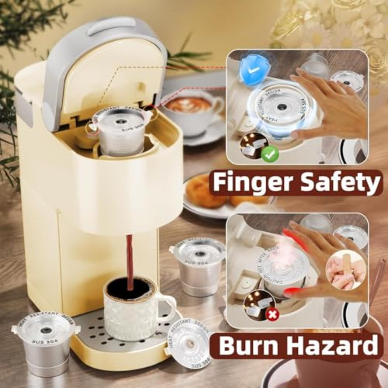 Reusable K Cups 4-Pack for Keurig, Stainless Steel Refillable Coffee Pods with Filters, Dishwasher Safe Universal Coffee Pods for Home Coffee Bar, Includes 15ml Coffee Spoon