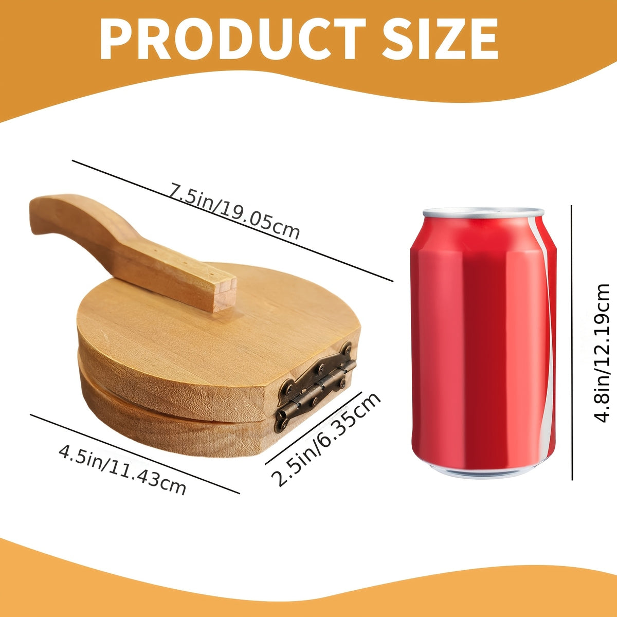 Wooden Dough Press for Dumpling Preparation, Manual Solid Wood Kitchen Tool for Homemade Noodle, Steamed Bun and Meat Pastry Dough, Burning Color Option