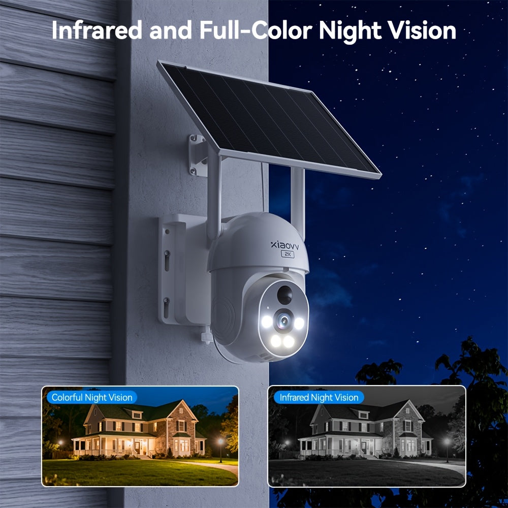 XIAOVV P6 4G Solar Security Camera for US Networks Only, No WiFi, 1080P Pan-Tilt Monitoring with PIR Detection, Color Night Vision and Two-Way Audio