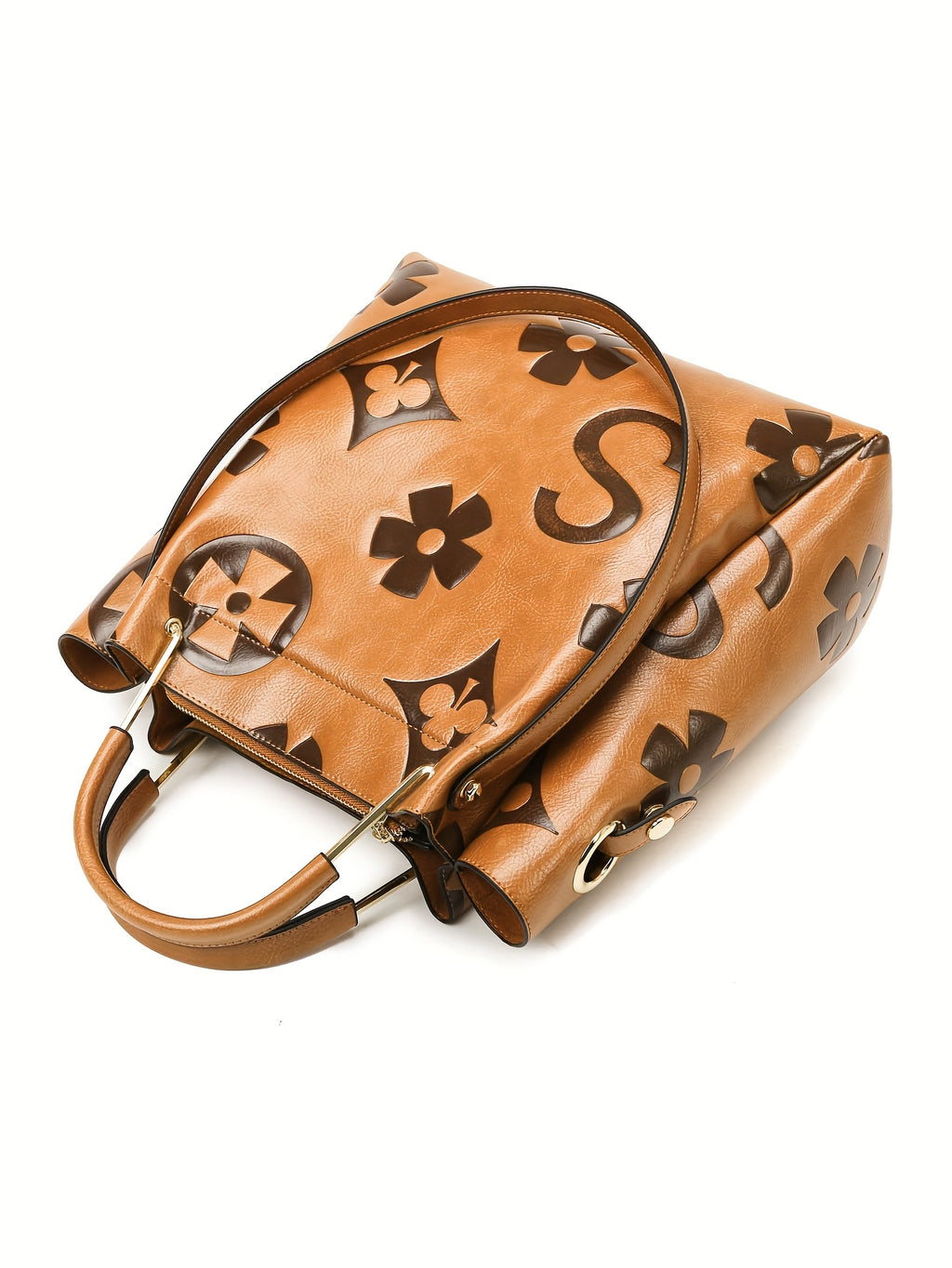 Flower Embossed Handbag, Classic Satchel Bag for Work and Everyday Outfits with Nine Color Options for Office Style and Casual Outings