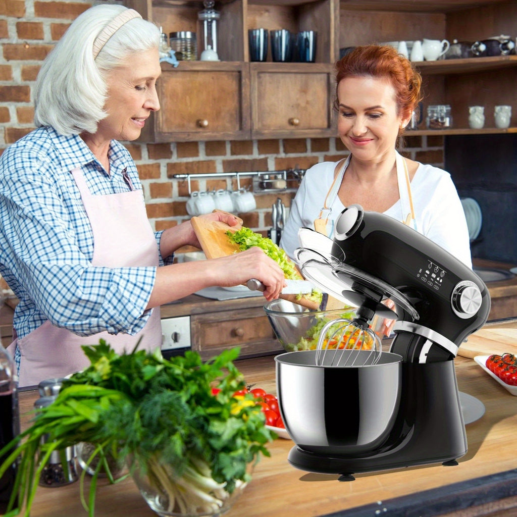 Electric Stand Mixer with Listed 350W Power, 12 Speeds and Pulse Button, Stainless Steel Bowl, Paddle, Dough Hook and Whisk in Grey, Black or Red for Home Baking