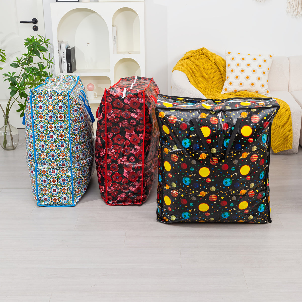 Reusable Moving and Storage Bag with Zipper, Single Large-Size Organizer in Six Colors for Clothes, Bedding, Closet Sorting and Seasonal Holiday Decorations