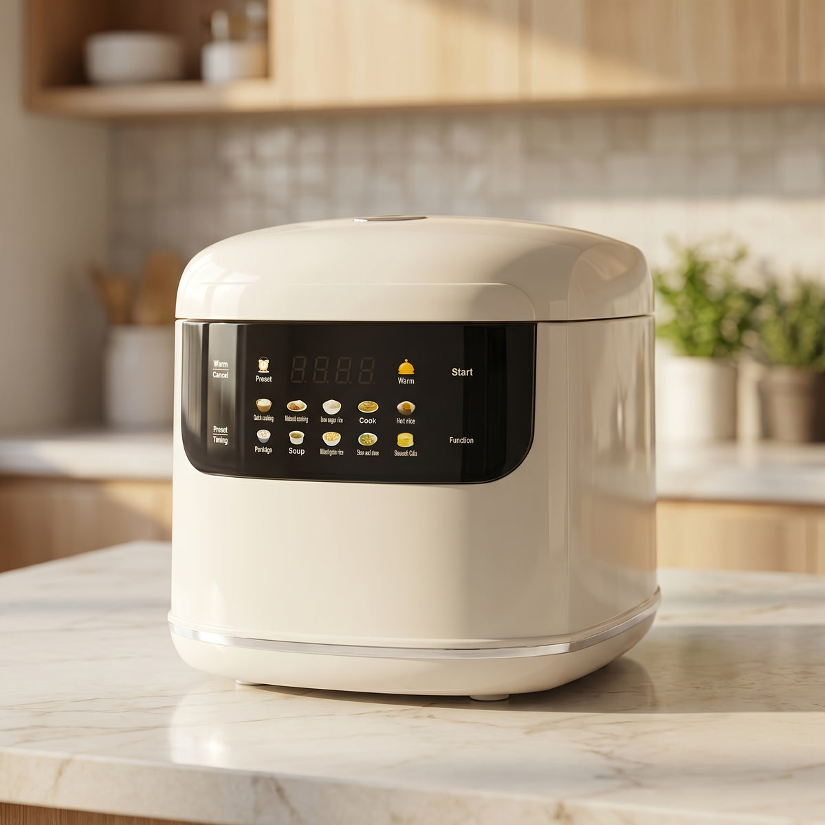 Small Rice Cooker 2L in White, Multifunctional Cooker with 12 Presets, Keep Warm and Delay Timer for Rice, Soup and Oatmeal, 1–3 People