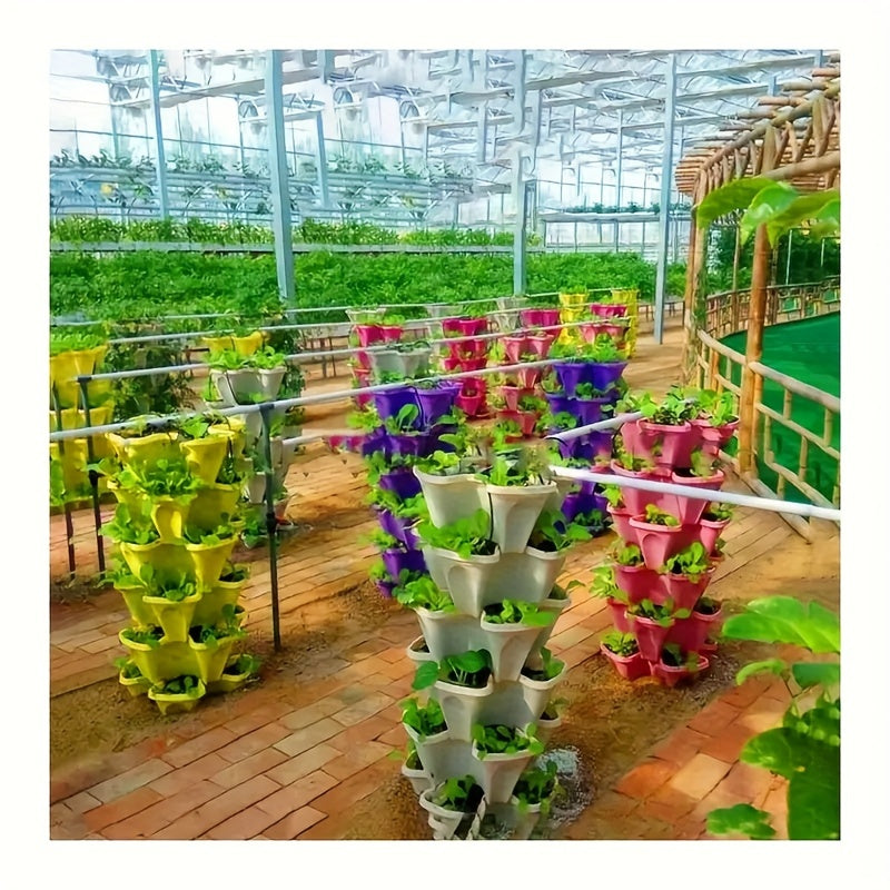 Vertical Garden Stackable Planter Set with Listed Six-Layer Petal Design, Wheels and Tools, Seven Color Options for Herbs, Flowers and Compatible Plants
