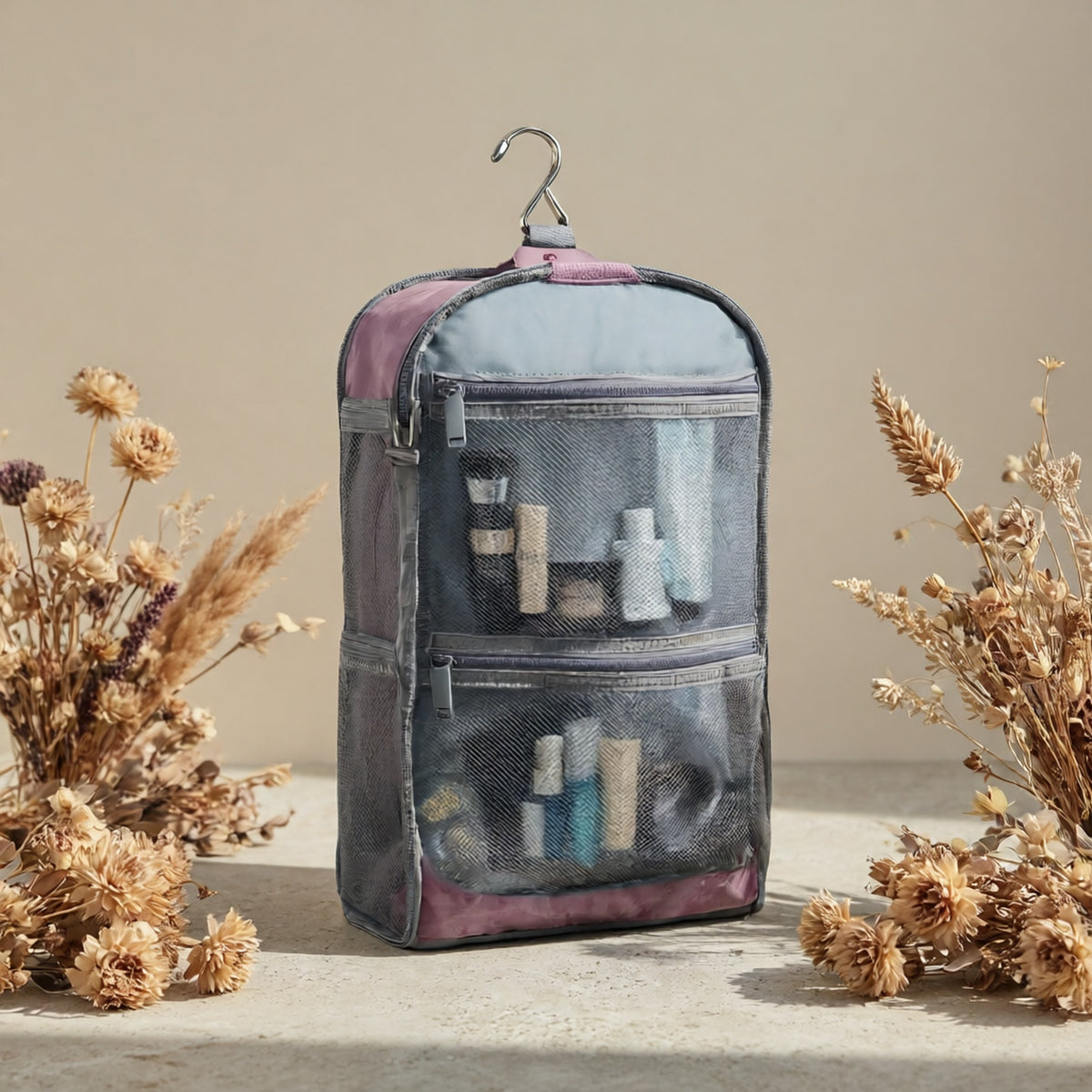 Hanging Toiletry Bag for Women with Hook and Multiple Pockets, Large Travel Makeup Organizer with Carry Handle in 16 Options for Trips and Gym