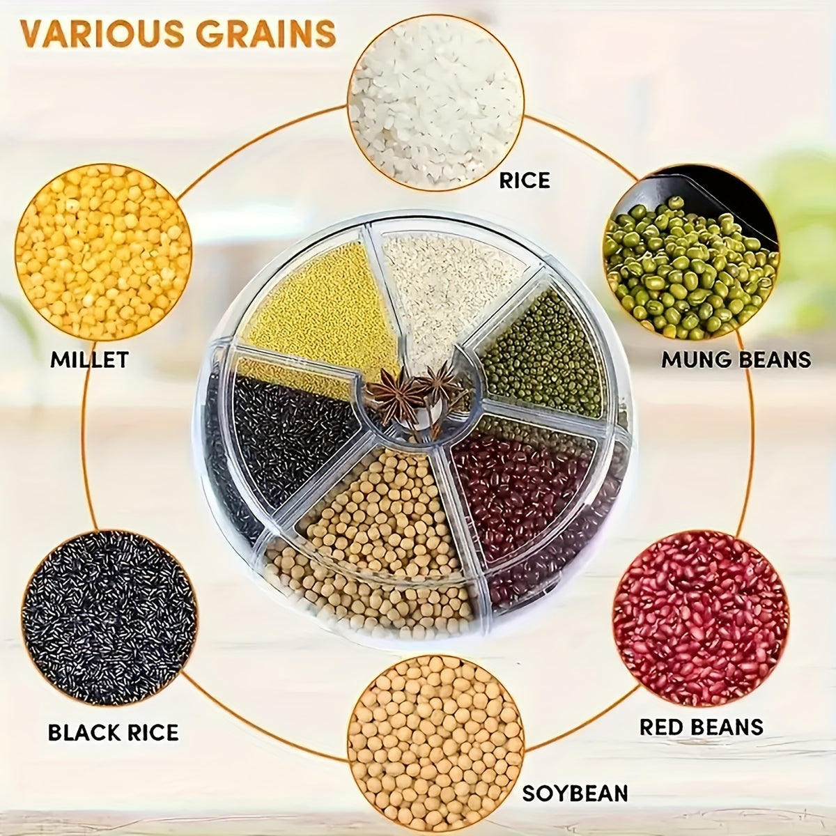 Rotating Rice Dispenser with Push-Button Release, Listed 22-Pound Capacity and 360-Degree Swivel Design for Kitchen Rice and Dry Grain Storage