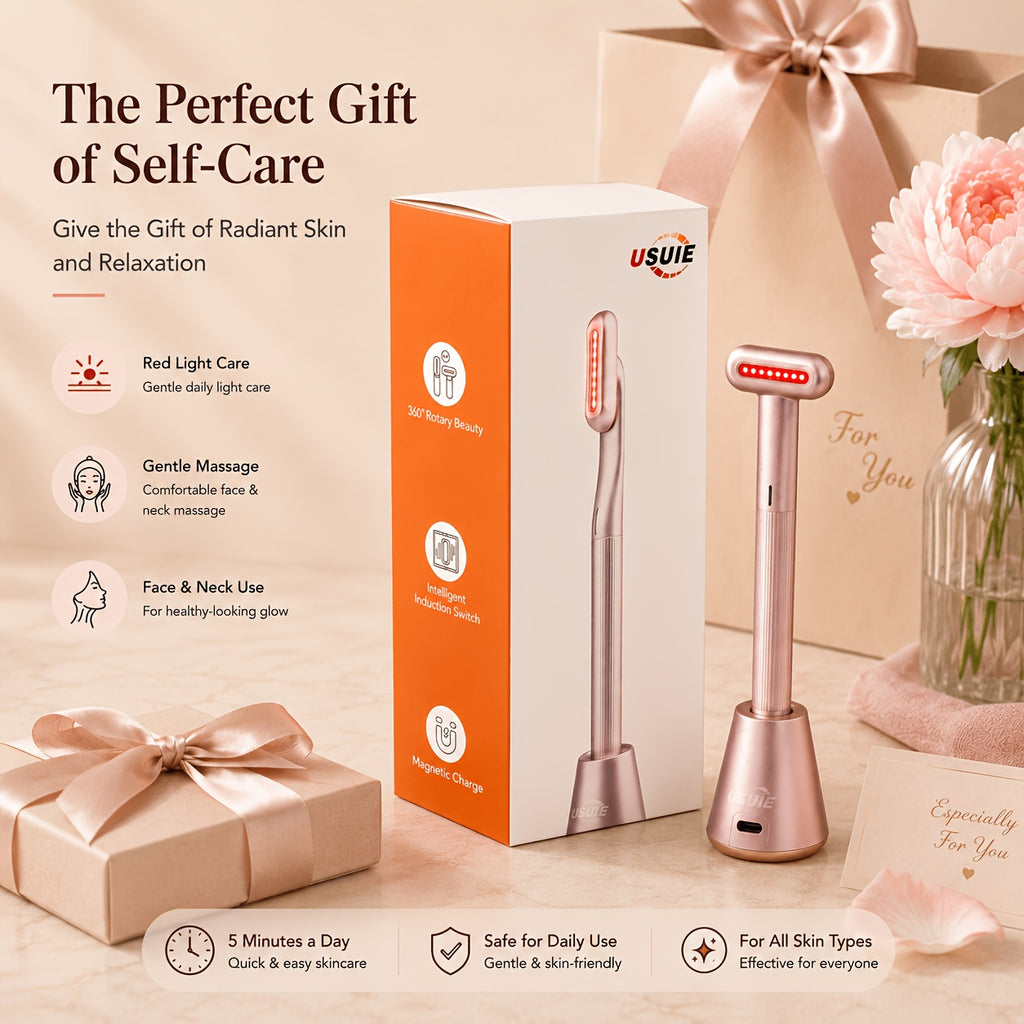 Red Light Facial Massager in Pink with Vibration and Listed Negative Ion Function, Face Care Tool for Women's and Men's At-Home Skincare Routines