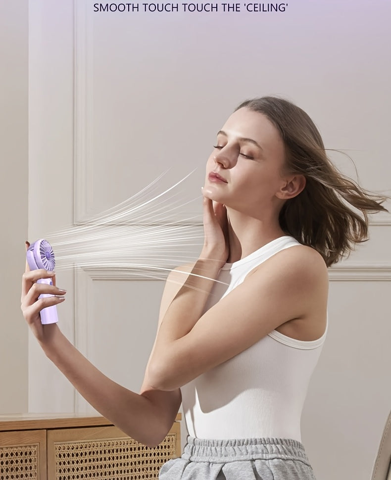Rechargeable Handheld Fan 3-Pack in Pink, Purple and Black with Three Speeds, USB-C Charging and Listed 180-Degree Adjustment for Travel and Summer Outings
