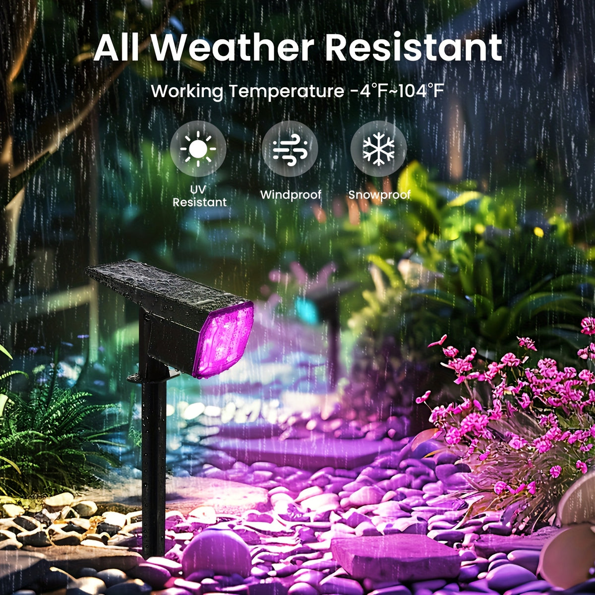 RGB Solar Garden Spotlights with Listed Nine Lighting Modes, Multicolor Outdoor Landscape Accent Lights in Two, Four or Six Pack Options for Holiday Decor